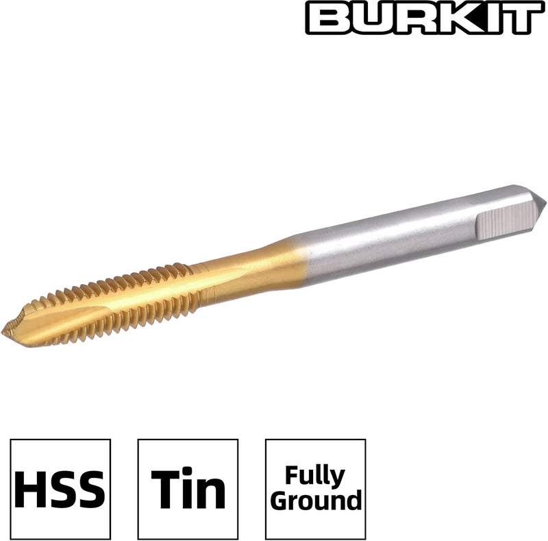 Burkit 2pcs M5 Spiral Point Tap, HSS Titanium coating M5 x 0.8 Spiral Point Plug Threading Tap - Image 3
